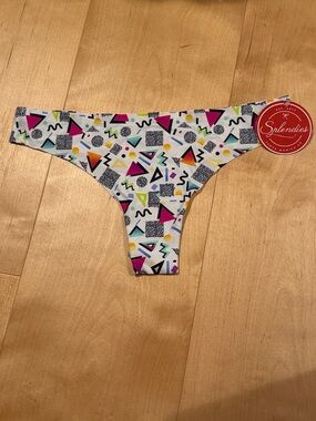 Splendies Women's White Multicolor Geometric Thong - Seamless Comfort